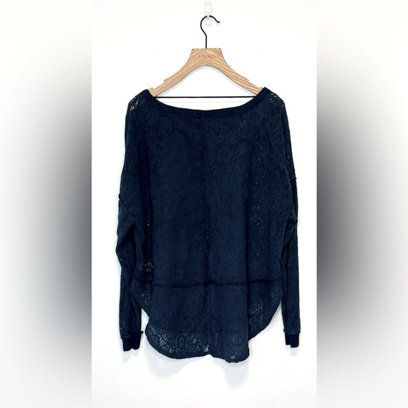Free people Jewel Blue Not Cold In This Floral Brushed Lace Knit , sz medium - Picture 9 of 9